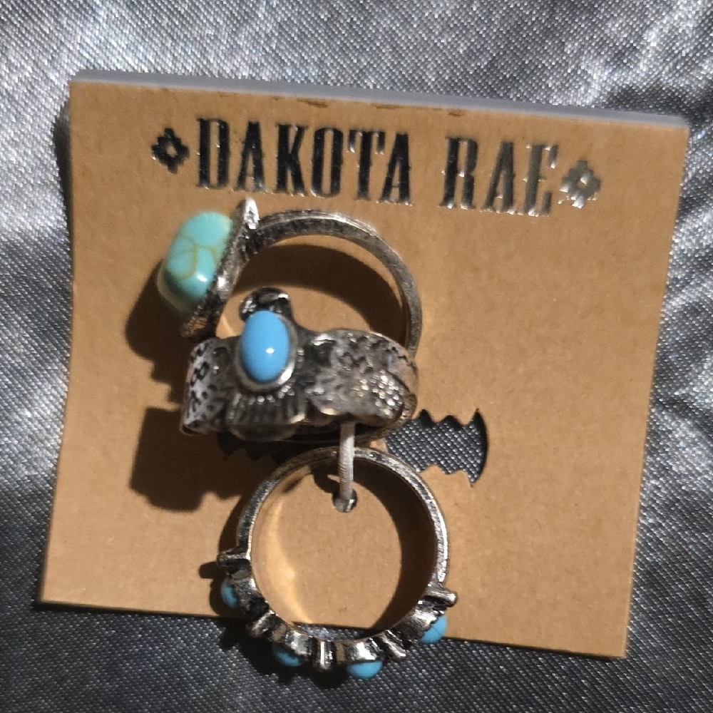 Dakota Rae Silver-tone and Faux Turquoise‎ Ring Set. NWT. Size 6.
